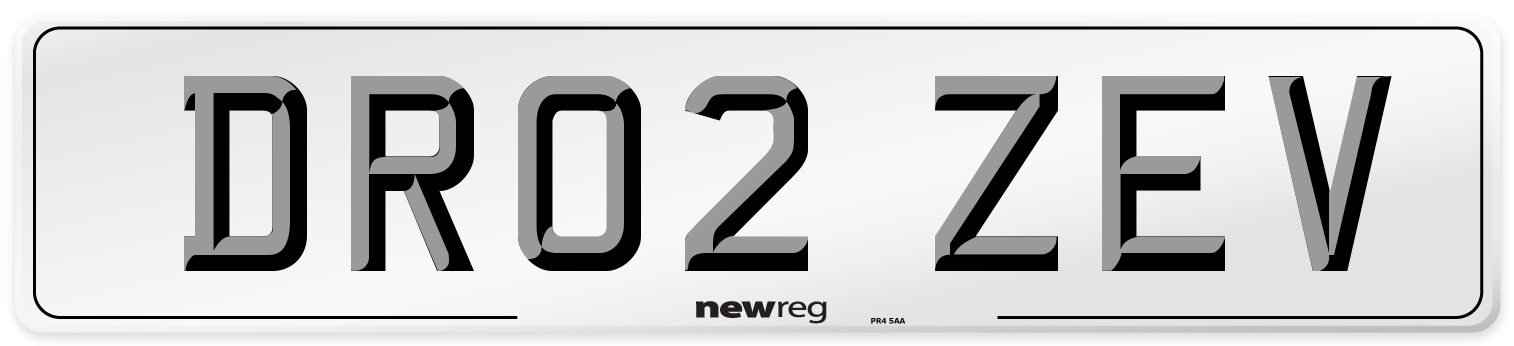 DR02 ZEV Number Plate from New Reg
